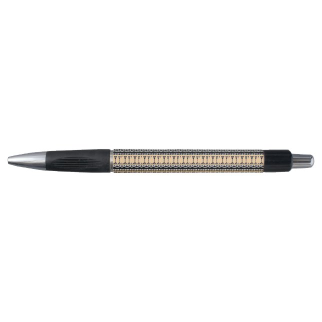 African Art Pattern, Black, Ivory and White Pen (Front)