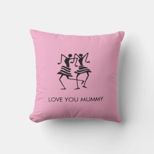 African Art, Silhouette Celebration Dancers Pink Throw Pillow