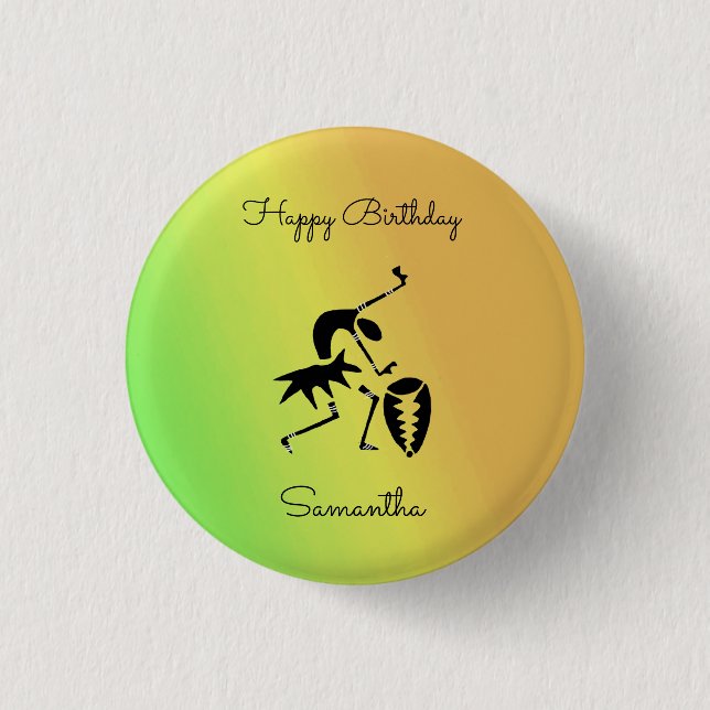 African Art, Silhouette Dancer Colorful 1 Inch Round Button (Front)