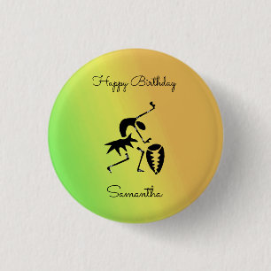 African Art, Silhouette Dancer Colourful 1 Inch Round Button