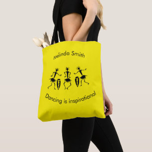 African Art, Silhouette Happy Dancers Yellow Tote Bag