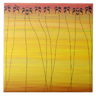 African art, Summer Silhouette Coconut Trees Tile