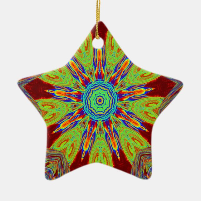African Asian European ethnic pattern Ceramic Ornament (Front)