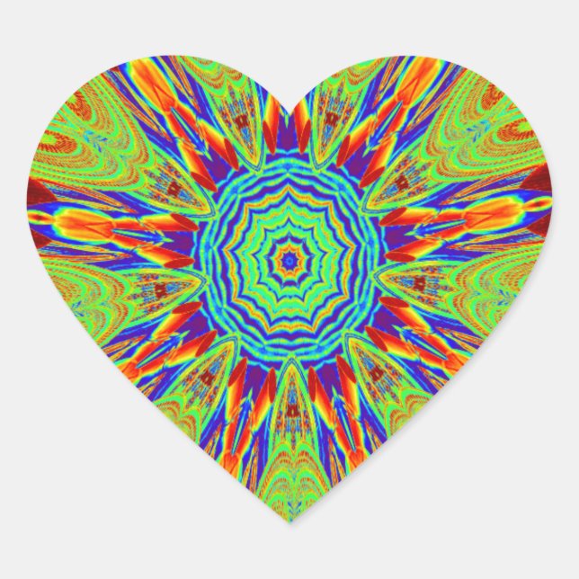 African Asian European ethnic pattern Heart Sticker (Front)