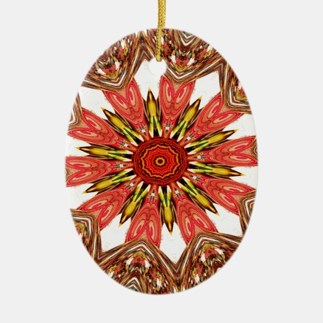 African Asian traditional edgy pattern Ceramic Ornament (Front)