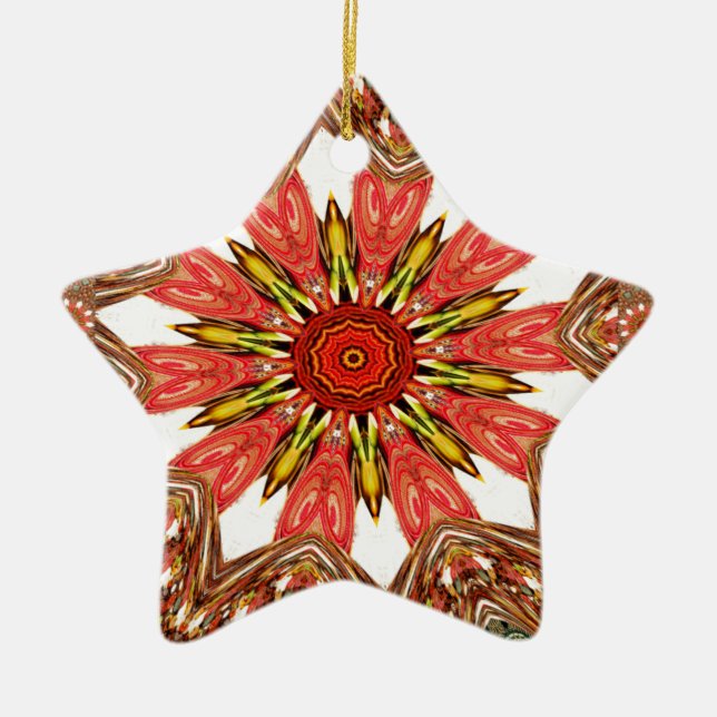 African Asian traditional edgy pattern Ceramic Ornament (Front)