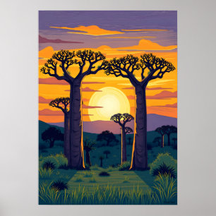 African Baobab Trees Poster