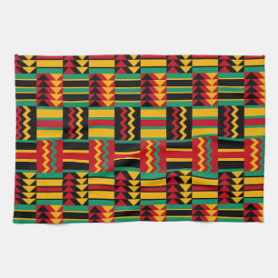 African Basket Weave Pride Red Yellow Green Black Kitchen Towel
