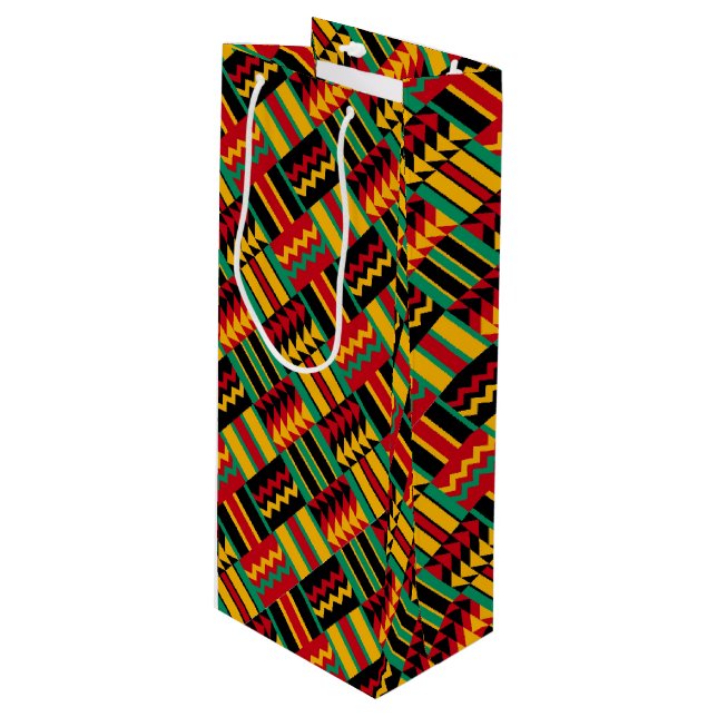 African Basket Weave Pride Red Yellow Green Black Wine Gift Bag (Front Angled)