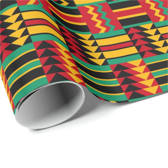 African Basket Weave Pride Red Yellow Green Black Wrapping Paper (Roll Corner)