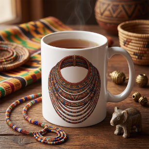 African Beaded Collar Necklace Tribal Coffee Mug