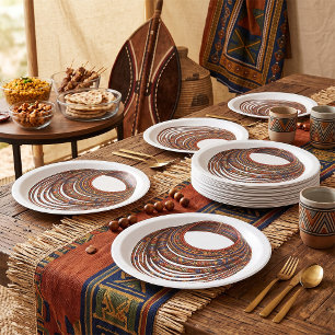 African Beaded Collar Necklace Tribal Paper Plate
