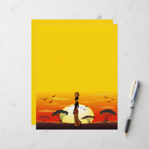 African Beautiful Woman Silhouette on African Suns Letterhead