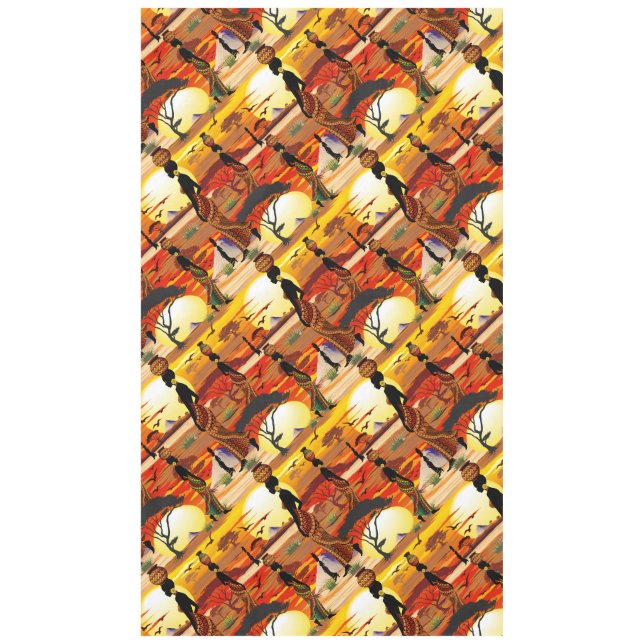 African Beautiful Woman Silhouette on African Suns Tablecloth (Front)