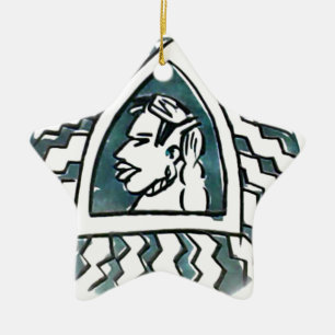 African Beauty Bongo Maasai Portrait Tribal Art Ceramic Ornament