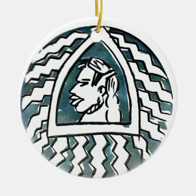 African Beauty Bongo Maasai Portrait Tribal Art  Ceramic Ornament (Front)
