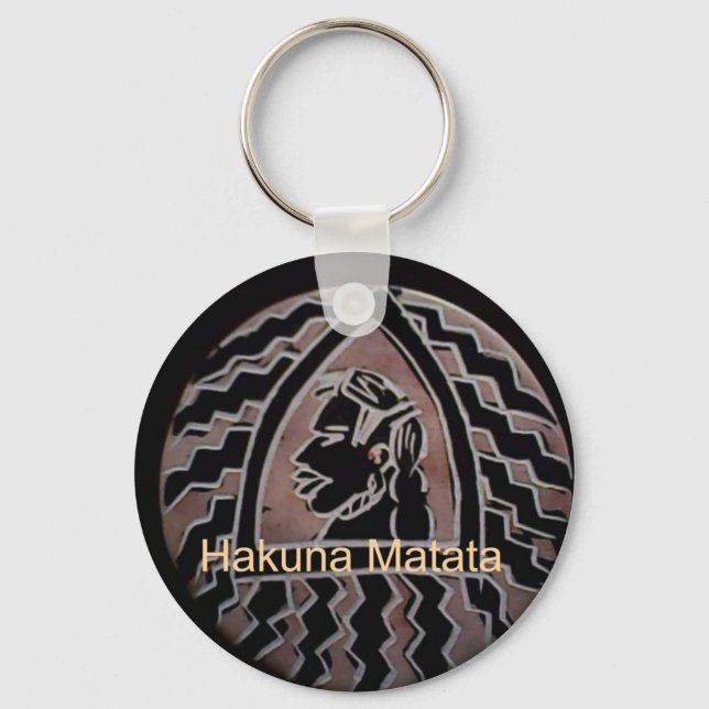 African Beauty: Bongo Maasai Portrait Tribal Art Keychain (Front)