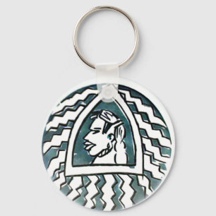 African Beauty Bongo Maasai Portrait Tribal Art Keychain