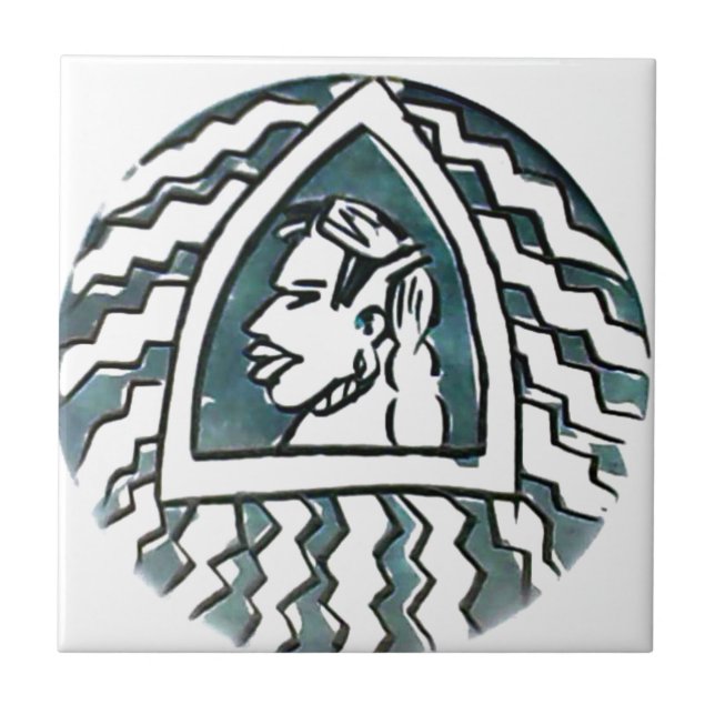 African Beauty Bongo Maasai Portrait Tribal Art  Tile (Front)