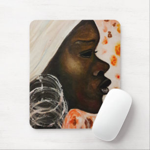 African Beauty Mouse Pad - Watercolor Painting