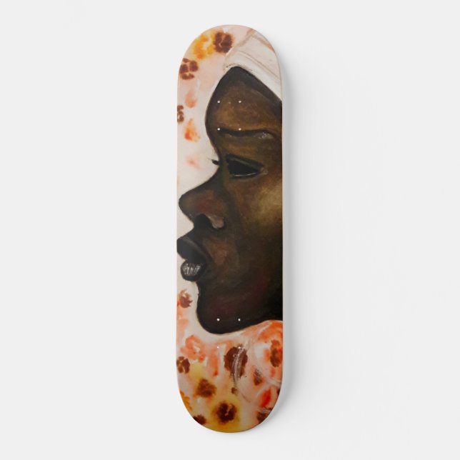 African Beauty - Watercolor Painting Skateboard (Front)
