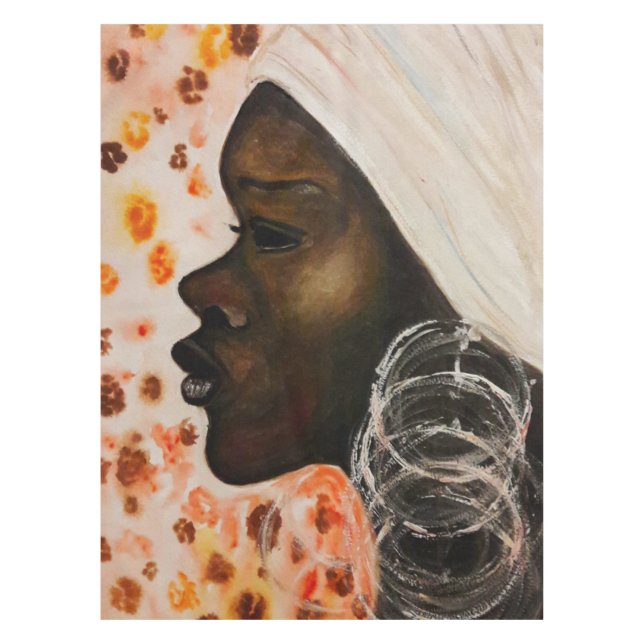 African Beauty - Watercolor Painting Tablecloth (Front)