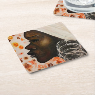 African Beauty woman Paper Coaster Painting