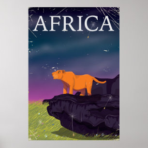 African Big Cat Vintage Poster