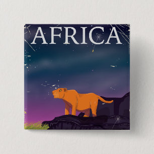 African Big Cat Vintage Poster 2 Inch Square Button