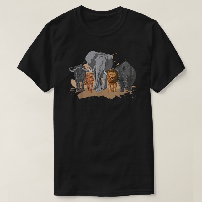 African Big Five Design African Animal Safari Anim T-Shirt (Design Front)