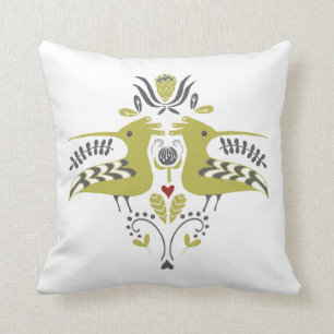 African Bird / Hoepoe / Design / Coral / Shweshwe Throw Pillow