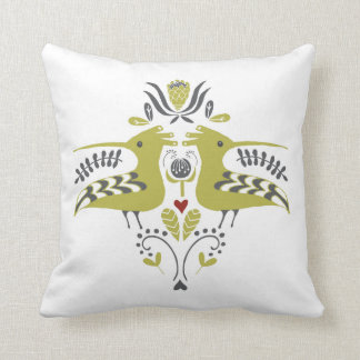 African Bird / Hoepoe / Design / Coral / Shweshwe Throw Pillow