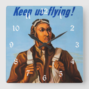 African "Black" American Military Aviators of WW2  Square Wall Clock