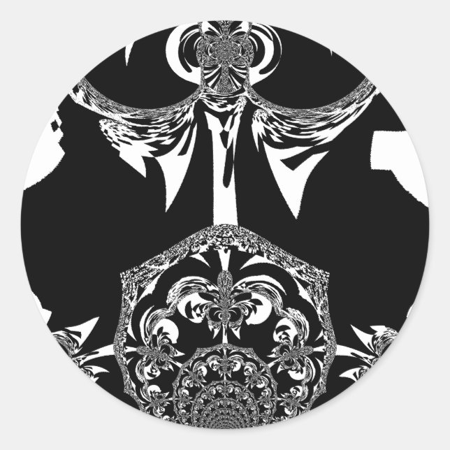 African Black and White Art Print Classic Round Sticker (Front)