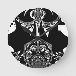 African Black and White Art Print Round Clock