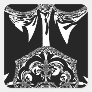 African Black and White Art Print Square Sticker