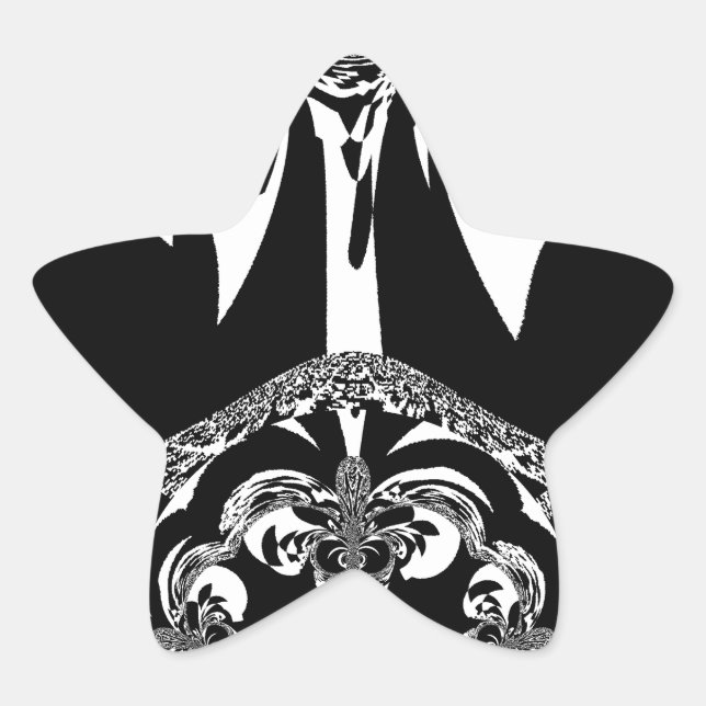 African Black and White Art Print Star Sticker (Front)