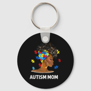 African Black Autism Mom Afro Mother Autism Awaren Keychain
