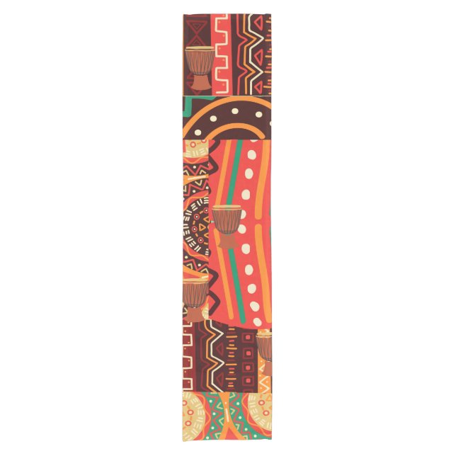 African Black Kente Tribal Pattern decor Short Table Runner (Front)
