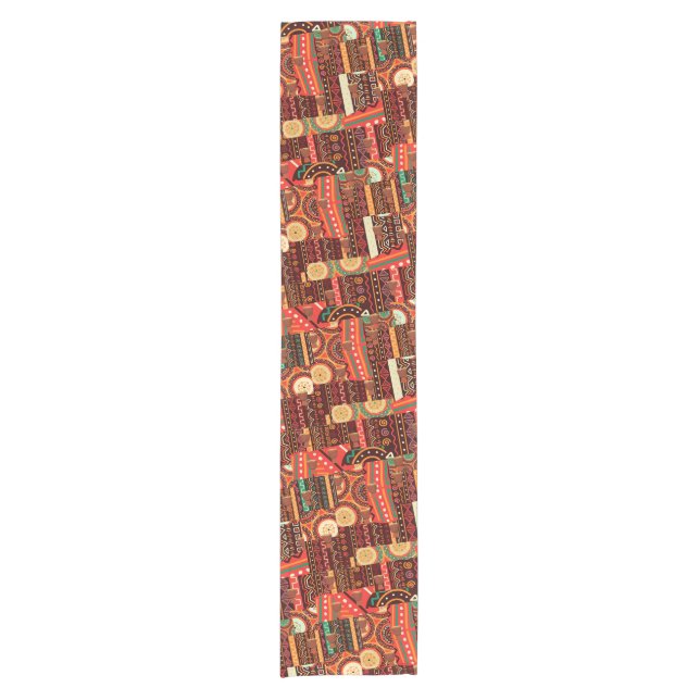 African Black Kente Tribal Pattern decor  Short Table Runner (Front)