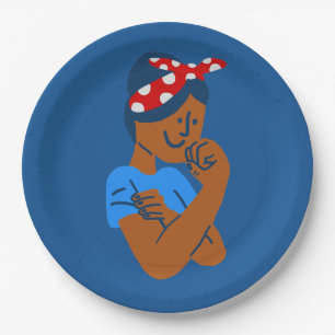 african black rosie the riveter rockabilly retro paper plate