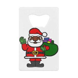 african black santa claus xmas credit card bottle opener