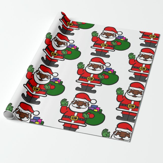 african black santa claus xmas wrapping paper (Unrolled)