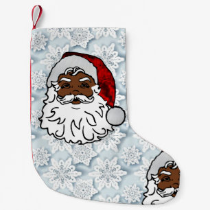 african black santa snowflakes small christmas stocking