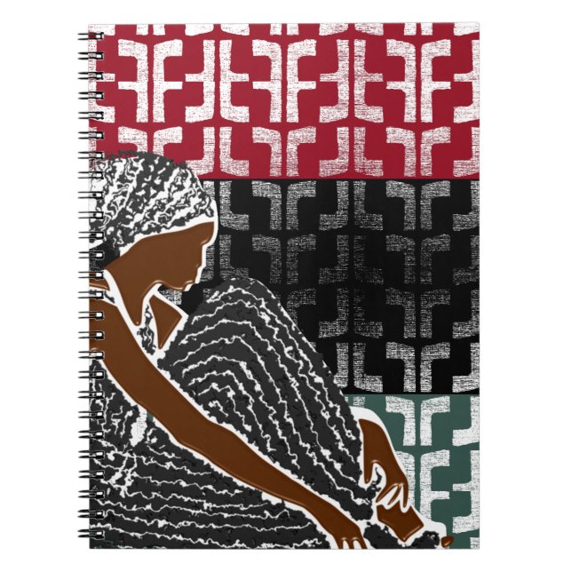 African Black Woman with Heritage Head Wrap  Notebook (Front)