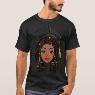 African Black Women Girl Locs Graduation College H T-Shirt