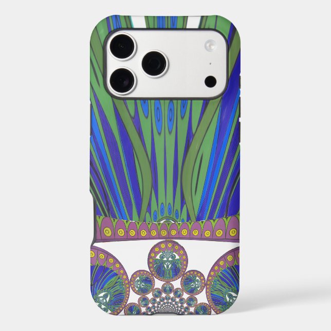 African Blue Purple Decorative Art Design Print (Back)