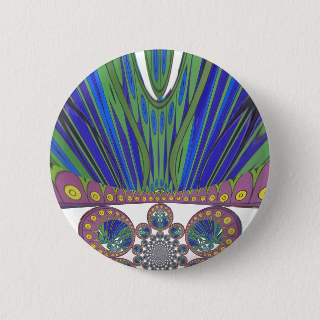 African Blue Purple Decorative Art Design Print 2 Inch Round Button (Front)