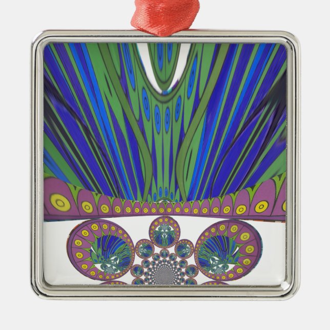 African Blue Purple Decorative Art Design Print Metal Ornament (Front)