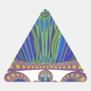 African Blue Purple Decorative Art Design Print Triangle Sticker